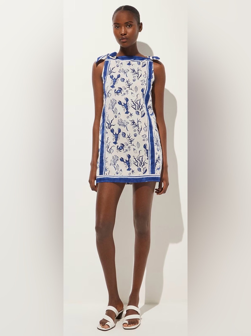 J.Crew 100%Organic Cotton Sadie Mini Beach Dress Swim Cover-Up White Blue Sz XXL